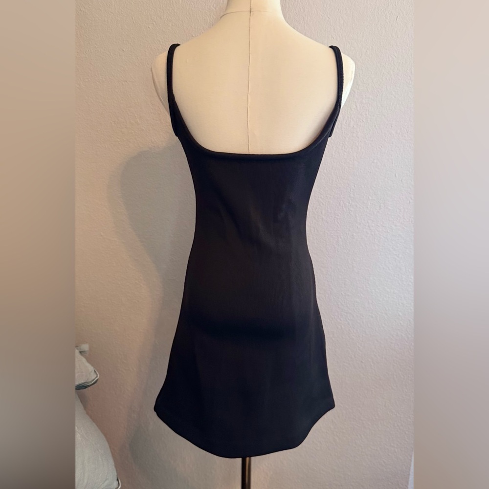 MACH & MACH Crystal Bow Ribbed Black Mini Dress - Picture 11 of 16